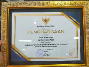 Disbudpar Aceh Raih Penghargaan Keterbukaan Informasi Publik