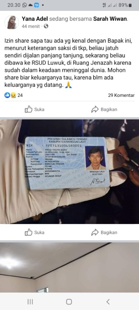 Pemotor Tiba-tiba Terjatuh dan Tewas di Tanjung Kota Luwuk