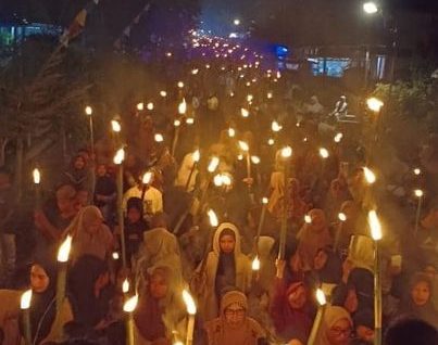 Meriah, Pawai Obor Sambut Ramadan 1444 H di Tangeban Diikuti Ratusan Warga