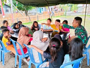 Senyum Anak-anak Desa Diukir Pak Tentara di TMMD 116