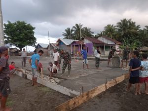 Lapangan Voli Tak Layak, Disulap Satgas TMMD 116
