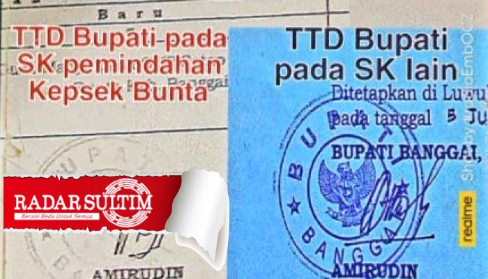 SK Mutasi Kepsek SMP 1 Bunta, Tanda Tangan Bupati Diduga Palsu, Kadisdik Mengaku Kaget