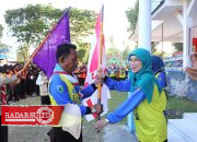 Ratusan Kontingen Pramuka Kemah Prestasi Kwarran Pagimana Dilepas Syamsuarni Amirudin