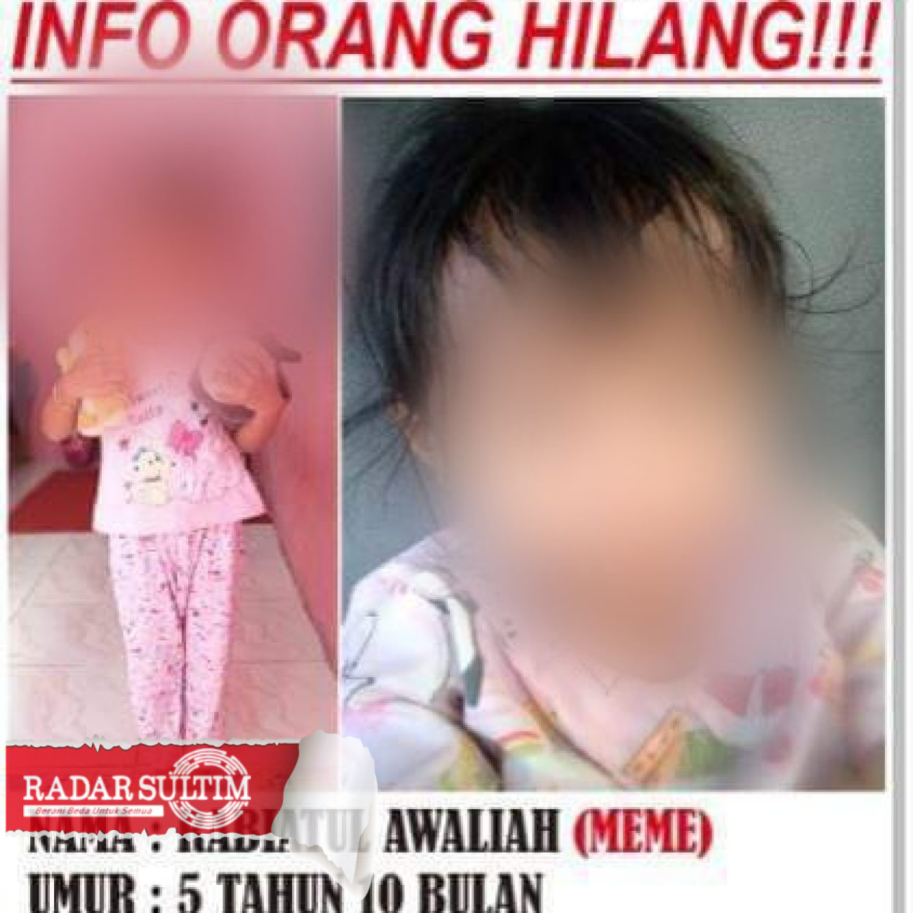 Rabiatul Awaliah, Bocah 5 Tahun di Luwuk Dilaporkan Hilang