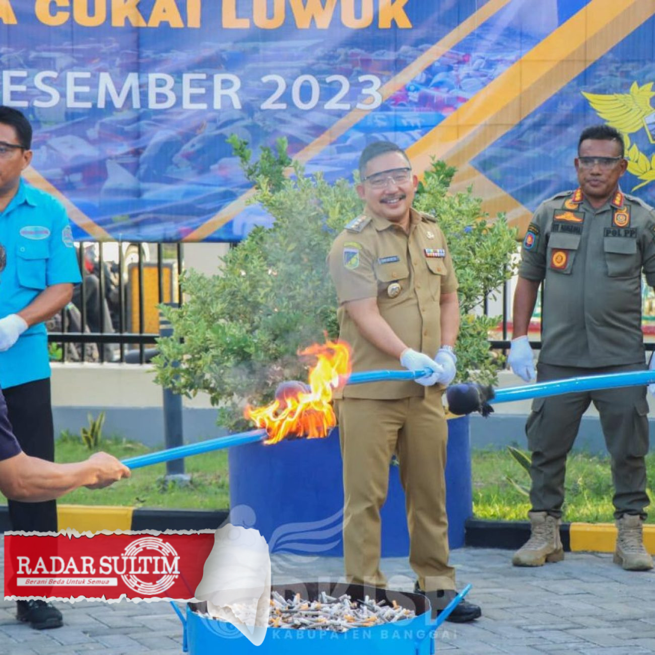 Musnahkan Ratusan Ribu Batang Rokok Ilegal, Bupati Amirudin Apresiasi Bea Cukai Luwuk